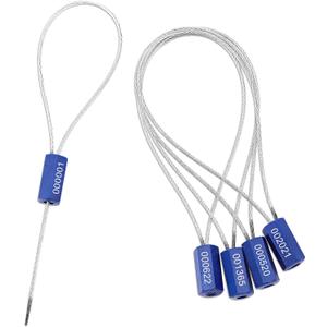 50 Pieces Steel Security Cable Seal - Disposable Numbered Anti-Tamper Tags for Electricity/Water Meters - Self-Locking Shipping Padlock (Blue)