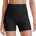 G4Free Biker Shorts for Women Tummy Control High Waisted Yoga Workout Running Gym Shorts with Pockets(Black,6",M)