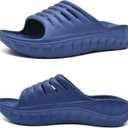 KuaiLu Mens Recovery Sandals Orthotic Arch Support Open Toe Sport Slides Thick Cushion Orthopedic Plantar Fasciitis Slip On Wide Width Summer Pool Beach Waterproof (Blue, M)