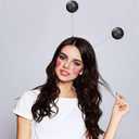 Sintege Halloween Alien Headband and Metallic Flared Pleated Skater Skirt for Halloween Costumes Supplies (Black, L)