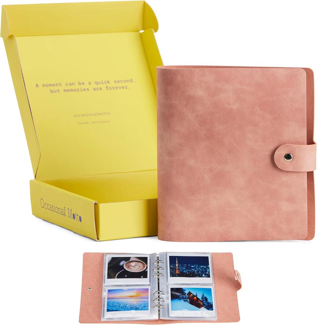 140 Pockets Sophisticated Textured PU Leather Photo Album For Fujifilm Instax Wide 300 Camera, Polaroid 600 Photo, Polaroid i-Type Photo (Peach Pink, For Instax Wide/i-Type) (For Instax Wide / i-Type (140 Pockets))