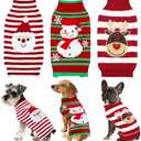 PAYHTOW 3 Pack Dog Christmas Sweater, Christmas Dog Outfit Sweater Santa Reindeer Snowman Knit Holiday Sweaters Dogs Pets (Medium)