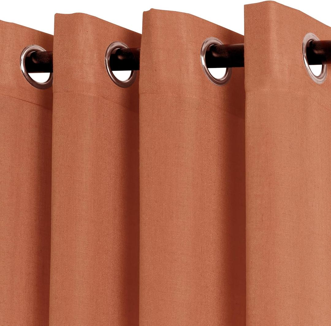 Terracotta Linen Curtains 84 Inch Length 2 Panels for Living Room Bedroom, Light Filtering Sheer Curtains 84 Inches, Elegant Modern Grommet Semi Sheer Soft Privacy Drapes