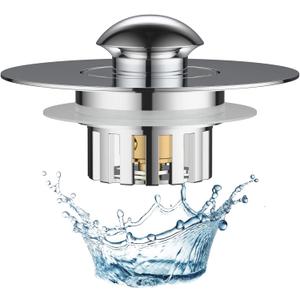 Bathtub Drain Stopper with Hair Catcher, Pop Up Tub Stopper Plug Cover with Filter Basket, Separate Design for Easy to Clean, Anti-Clogging, Universal for 1.4"-1.9" Hole