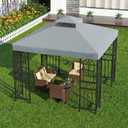 9.8'x9.8' Replacement Canopy Top Cover Only for Gazebo, Double Tiered Gazebo Covers for Outdoor Patio Garden Canopy Upgraded 2025 (Gray)