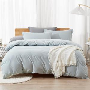 Dreaming Wapiti Duvet Cover Queen,Washed Microfiber Cornflower Blue Queen Size Duvet Cover Set,Solid Color - Soft and Breathable with Zipper Closure & Corner Ties (Cornflower Blue,Queen)