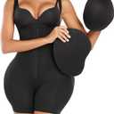 Fajas Colombianas Moldeadoras Bodysuits For Women Tummy Control Butt Lifting Shapewear with Butt Pads (Black), Small
