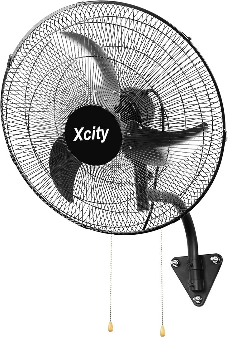 18 inch Industrial Wall Mounted Oscillating Fan, 3-Speed, High Velocity, Max 4200 CFM, Adjustable Tilt, Heavy Duty Metal Outdoor Fans for Patio, Garage, Workshop, Warehouse, Black