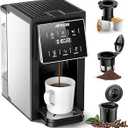 AIRMSEN Grind and Brew Coffee Maker, Single Serve with Built-In Grinder, Compatible with K-Cup Pods & Ground Coffee, 1000W Fast 6-14 oz Brewing, Touchscreen, 50 oz Removable Tank