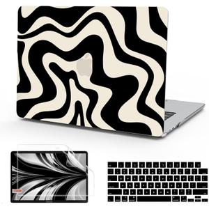 B BELK Compatible with MacBook Air 13 inch Case M5 2026 2025 2024-2022 M4 M3 M2 A3449 A3240 A3113 A2681, Plastic Hard Shell for MacBook Air 13.6 inch Case+Keyboard Cover+Screen Protector, Black Wave