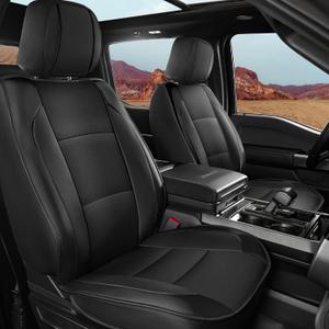 F150 Seat Covers Full Set, Faux Leather Truck Seat Covers Custom Fit for 2009-2026 Ford F-150 SuperCrew & 2017-2026 F250 F350 F450 Crew Cab XL XLT Lariat King Ranch (Black)