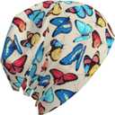 red Yellow Butterfly Slouchy Beanie Chemo Hat Cancer Headwear Knitted Hats Thin Running Skull Cap Nightcap for Women Men