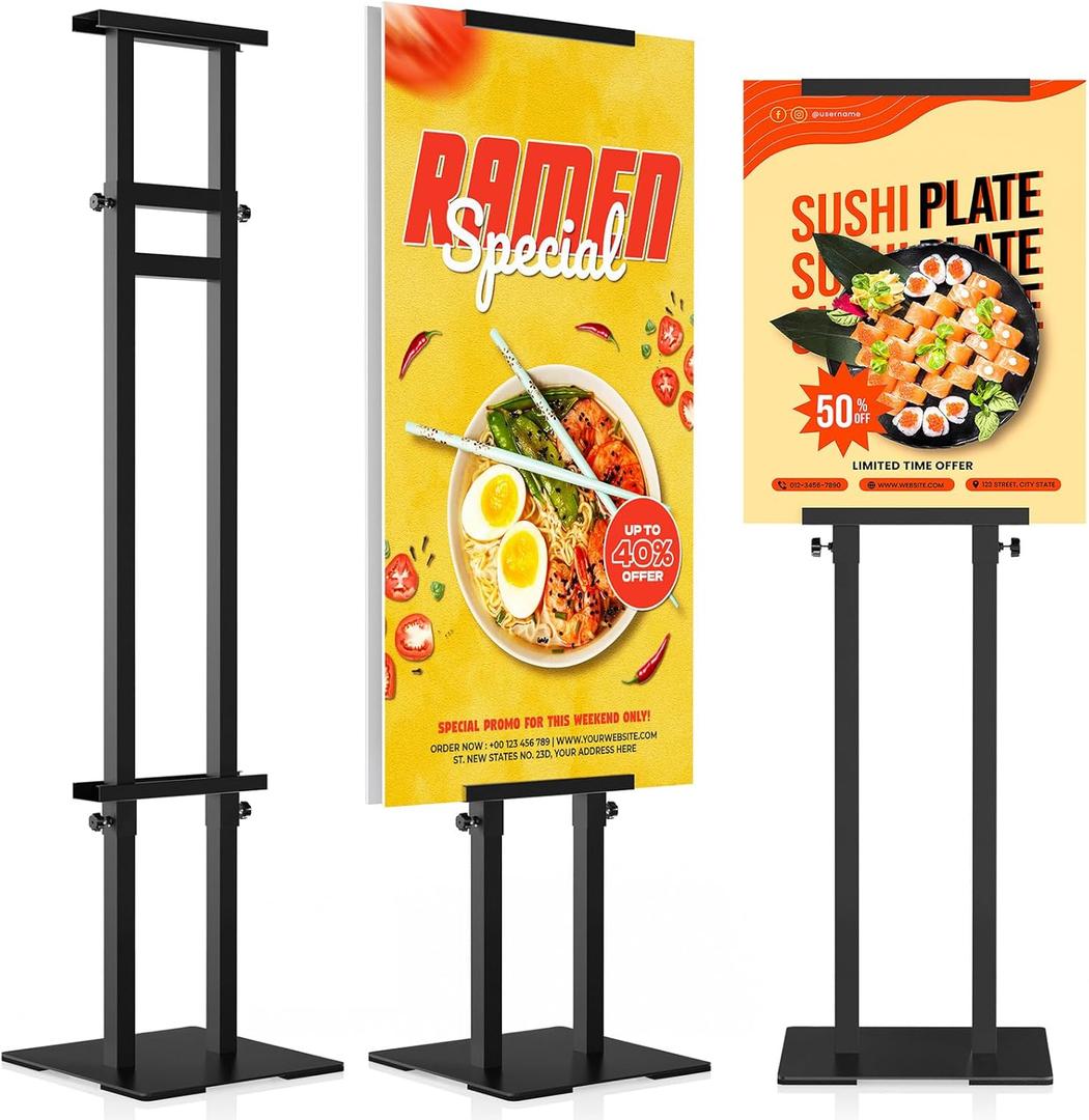 Aredy Poster Stand Display Stand Sign Holder Double Sided Banner Stand Poster Stands for Display Heavy Duty Sign Stand with Base Height Up to 75 inch for Wedding, Restaurant,Business, Supermarket