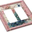 Vintage Peony Peacock Double Rocker Decorative Light Switch Cover