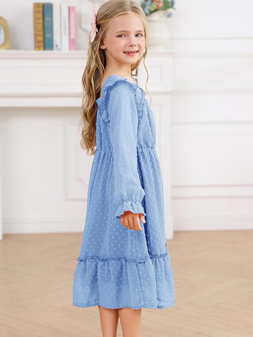 Dress Swiss Dot Flowy A Line Dresses, 12 Years, Blue