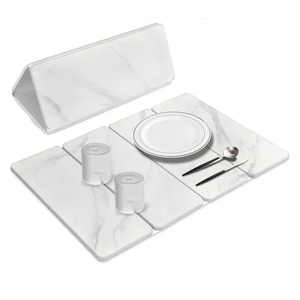 Large Stone Dish Drying Mats for Kitchen Counter, 24"(L)×16"(W) Collapsible Quick Dry Dish Drying Mat, Eco-Friendly Absorbent Diatomaceous Earth Mat for Dishes Bottles Cup【Marble pattern】