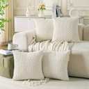 Set of 4 Cream White Decorative Throw Pillow Covers 18x18 Inch Corduroy Pillow Covers for Bed Couch Sofa Living Room Soft Square Cushion Cases