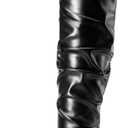 DREAM PAIRS Women's High Heels Over The Knee Boots Thigh High Pointed Toe Stiletto Long Fall Sexy Boots (6, Black-pu)