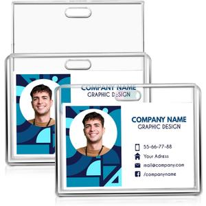 2 Card Capacity ID Badge Holder, 2 Pcs Slider Card Badge Holder Hard Plastic Card Case Heavy Duty Business Card Protector for Credit Card Driver Licenses School Office (Horizontal)