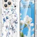 MILPROX Compatible with iPhone 17 Pro Flowers Case 6.3 inch - Cute Floral Pattern Design for Women Girls - Slim Clear Elegant Pretty Aesthetic Classy Exquisite Retro Girly Phone Cover - Blossom