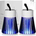 Kittmip 2 Pcs Electric Bug Zapper Bulk Rechargeable Mosquito Killer Fly Zapper Mosquito Trap Outdoor Portable Lamp with USB and Hanging Loop for Home Camp Insect, up to 6 Hours of Battery