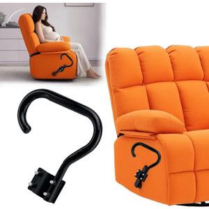 Recliner Handle Extender for Elderly - Heavy Duty Steel with Adjustable Padded Grip, Ergonomic Design for Lazy Boy & Wooden Recliners, Easy Install (Black)