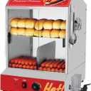 Hot Dog Steamer Machine, 31.7QT/30L, 2-Tier Electric Hot Dog Steamer with Bun Warmer, Adjustable Temperature, Hot Dog Hut Steamer with Visible Glass Sliding Door, 175 Hot Dogs & 40 Buns Capacity