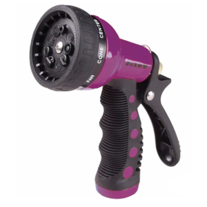 Revolver Heavy Duty 9 Pattern Quick Click Adjustable Garden Hose Spray Nozzle with Trigger Style Handle, for your Car, Boat, Deck, Sidewalk, Flowers and Young Trees, Berry