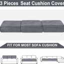 NAISI Couch Cushion Covers 3 Pieces Velvet Stretch Sofa Seat Covers or Backrest Covers Soft Individual Couch Covers for Sectional Sofa(3 Pcs for 3-Seat Cushion,Dark Grey)
