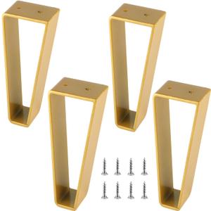 Osring 8 Inch Trapezoid Furniture Legs 4pcs, Solid Steel Furniture Hairpin Leg for Side Table, TV Stand and Cabinet, Gold