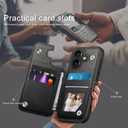 DJDUCK Designed for iPhone 16 Case Wallet with Card Holder, [Magnetic Clasp Cover] [RFID Blocking Leather Protection] Shockproof Women Men Cases 6.1 Inch for Apple 16 Black