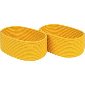 CubesLand Cube Shelf Closet Storage Baskets Bins Set 2,Woven Basket for Organizing/Storage,Long-lasting &Skin-friendly Toy Storage Basket Bin,Stylish Room Decor Basket,Yellow Cotton Rope Basket