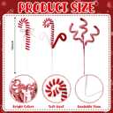 Chiisong 6 Pcs Christmas Tree Decorations Picks 12 Inch Christmas Woolen Bells Candy Curly Pick Xmas Tree Topper Ornaments for Home Office Party Supplies(Red White)