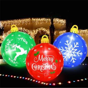 Vertintong 3 Pcs 4 Ft 2025 Giant Christmas Inflatable Ball Decoration, Merry Christmas Ball Outdoor Decorations Built-in LED Light Blower for Indoor Garden Yard Xmas Decor (Red Balls Elk Snowflake)