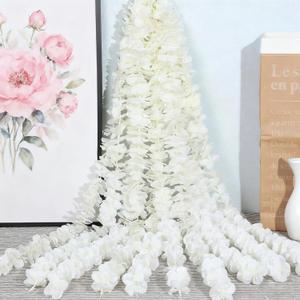 33Ft Cream White Artificial Hanging Flowers Garland Fake Wisteria Flowers Garlands Vine for Party Wedding Garden Wall Decoration (Cream White, 10 Pack)