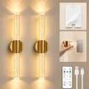 Peel and Stick on Wall Sconce set of 2 Rechargeable Wireless Wall Light, 15 inches