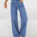 EMMIOL Baggy Jeans Women Straight Leg Mid Rise Boyfriend Wide Leg High Waisted Cute Trendy Y2K Loose Fit Pants Stretchy (XX-Large, 047-blue)