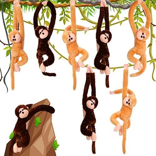 Chivao 12 Packs Stuffed Monkey Hanging Stuffed Animal Plush Monkey Toy with Hook and Loop Fasteners Hands 20 Inch Large Plush Animal for Adults Gifts Decors(Brown, Khaki)