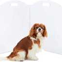 Dog Gate for The House, Clear Acrylic Pet Gate for Dogs, Freestanding Dog Gates for Doorways, Folding Free Standing Puppy Doggy Cat Fence for Inside, Dog Barriers for Home 6 Panel (6 Panel - 120''W x 24''H)