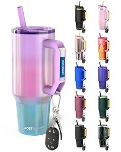 Thicc Buddy - 40 oz Stainless Steel Vacuum Insulated Tumbler with Lid and Straw for Water - Travel Mug Cupholder Friendly - Gifts for Women Men Him Her (Cotton Candy)