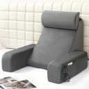 ENITYA 19" Back Support Pillow,Reading Pillow with Attached Arms & Large Pockets, Removable Washable Cover, Wedge for Sitting,Reclining,Watching TV,Post Surgery in Bed,Couch or Floor,Medium Firm,Grey