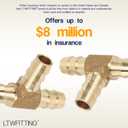 LTWFITTING Brass Barb Tee Fitting 3/8-Inch ID Hose for Water Fuel Boat(Pack of 20)