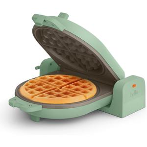 Bella Flip-n-Store Waffle Maker with EverGood Ceramic Nonstick Coating, Fits-anywhere Kitchenware, Power Indicator Light, Cool Touch Handle & Cord Wrap, 7 Wide & 1" Deep Plates, 1000 Watt, Seaglass