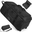 TAIHOYIN Large Foldable Duffle Bag with Wheels 85-100L Expandable Wheeled Travel Rolling Duffel Bag for Men Women, 30" Extra Large Collapsible Soft Luggage with Wet Pocket for Camping, XL Black