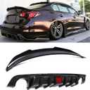 Duckbill Rear Spoiler & Rear Diffuser Compatible with Infiniti Q50 2018-2024 Sedan, Carbon Fiber Pattern Sport Style Trunk Wing Lip and Rear Bumper Splitter Kit