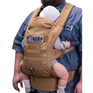 Baby Carrier for Infants to Toddlers (8-33 lbs), Ergonomic Lumbar Support, Cozy and Lightweight Military Baby Carrier for Big and Tall Parents- Coyote Brown