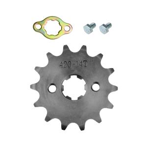 420 14T 17mm Motorcycle Front Engine Sprocket, Motorbike Chain Sprocket Replacement with Retainer Plate, Compatible with 50cc 70cc 90cc 110cc 125cc Dirt Pit Bike ATV Go Kart