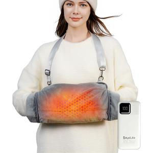 Rechargeable Hand Warmer Pouch with Far Infrared Heating Technology, Electric Heated Muff for Men & Women, Safe and Soft Fleece Hand Warmer with Cuffed Openings, Long Battery Life & Warming Comfort