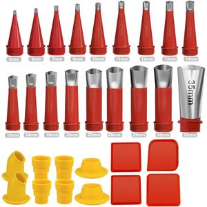 Caulk Finisher Kit Caulking Nozzle Tips Stainless Steel with Connection Bases Replacement 30 Pieces