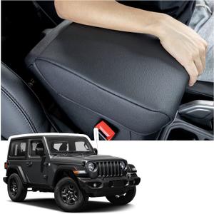 Center Console Armrest Cover Compatible with Jeep Wrangler JL/JLU 2018-2024 2025 2026 and Jeep Gladiator JT Truck 2020-2023 2024 2025 2026, Accessories PU Leather Cushion Protector Pad(Not for JK/JKU)